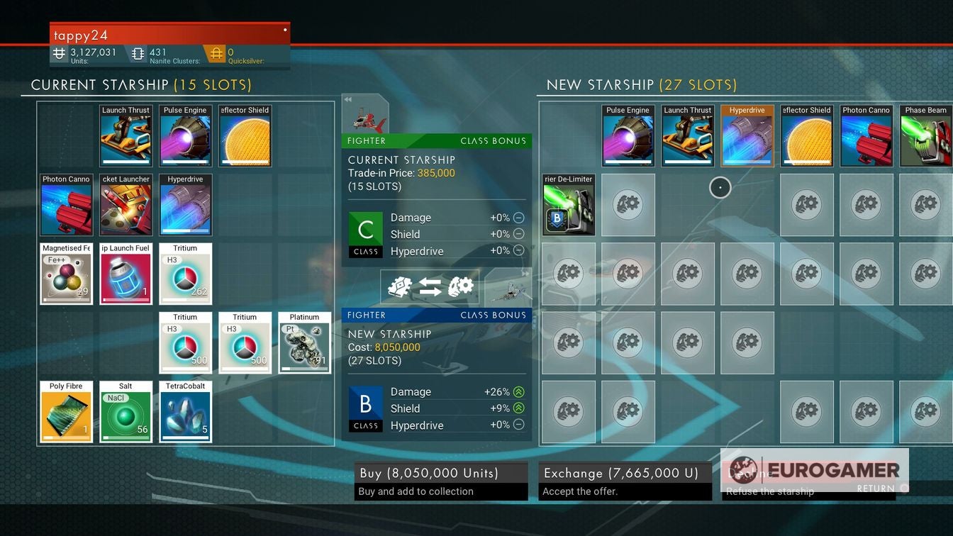 No Man's Sky inventory space how to increase ship inventory, suit